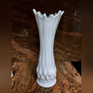 Mid century Swung Stretch Milk Glass Vase. B63